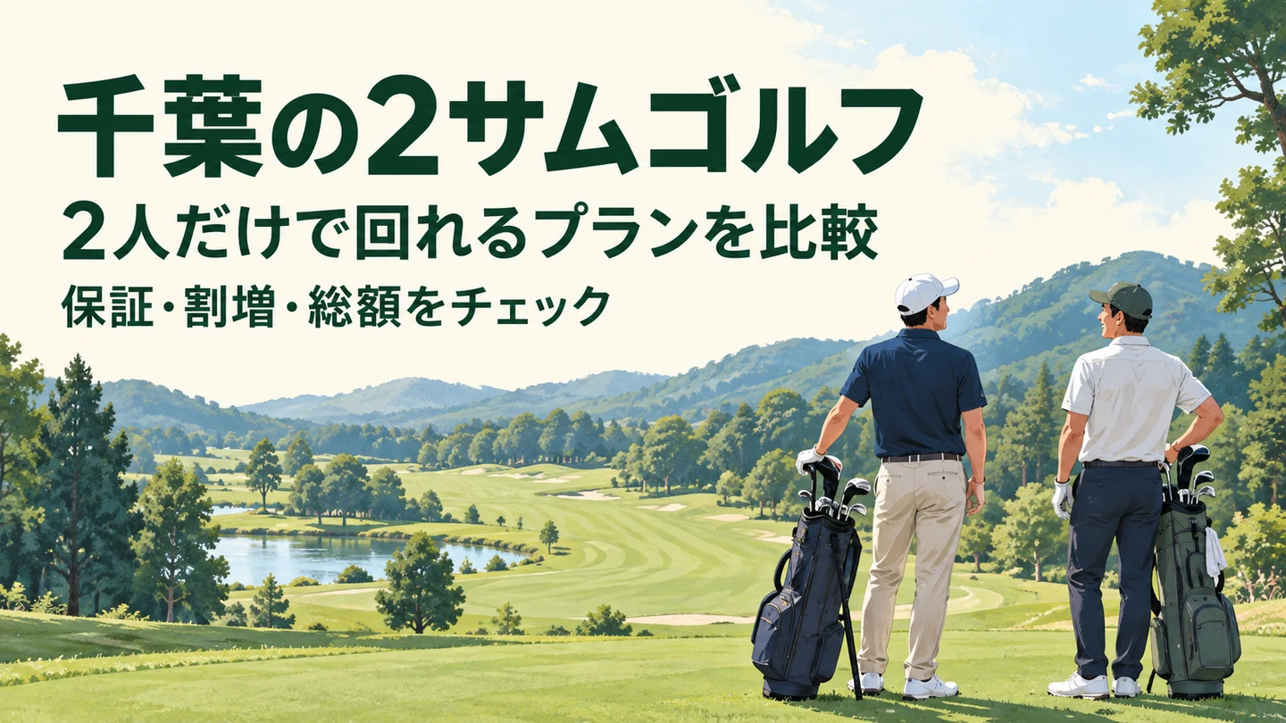 千葉の2サムゴルフ。2人だけで回れるプランの保証・割増・総額を比較する記事のイメージイラスト